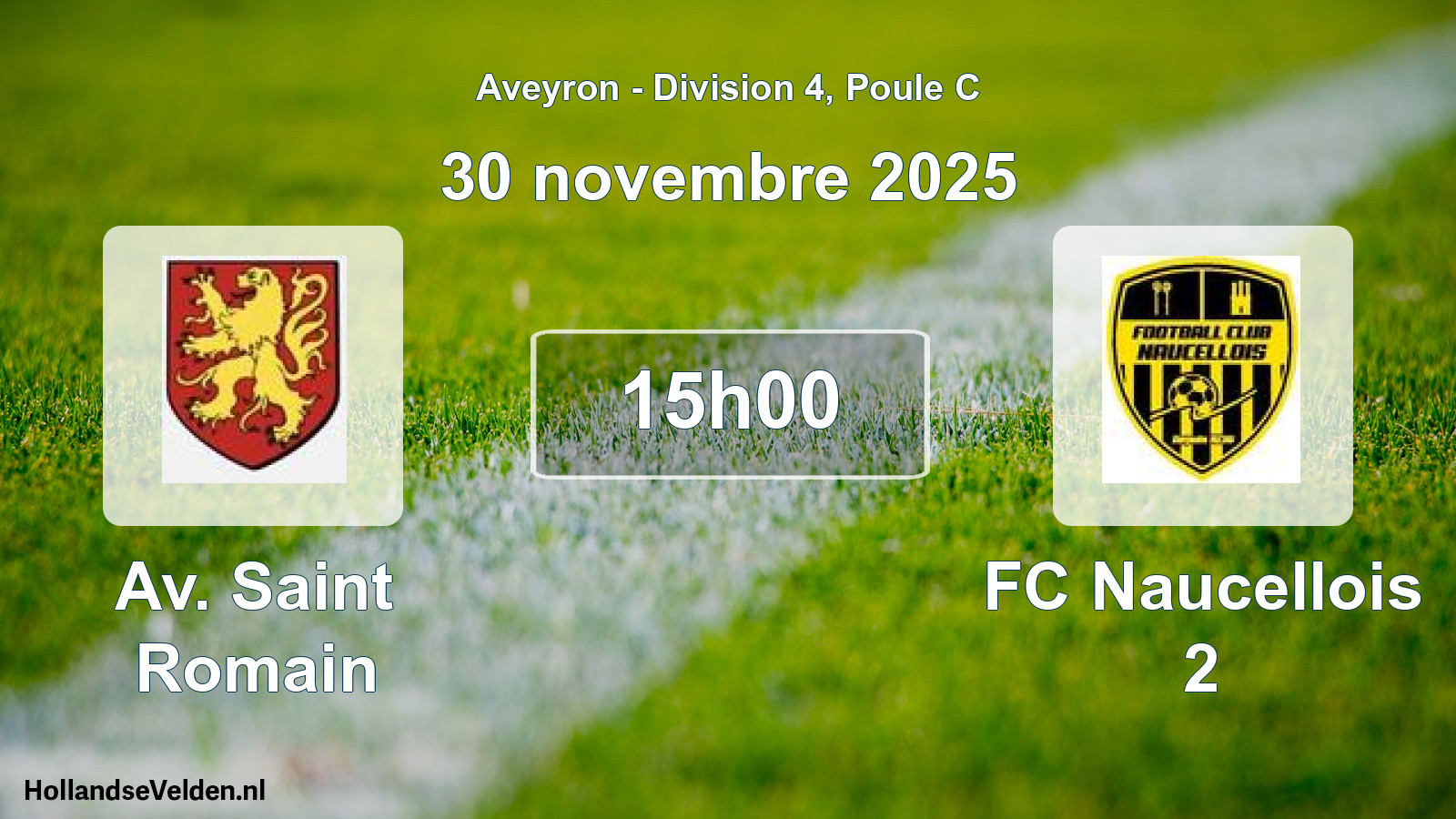 Match programmé: Av. Saint Romain - FC Naucellois 2 (30 novembre 2025)