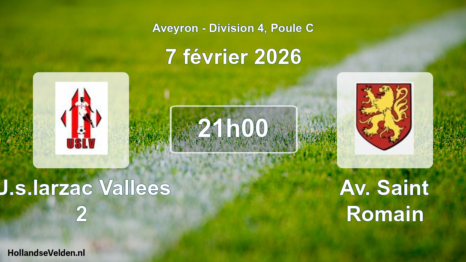 Match programmé: U.s.larzac Vallees 2 - Av. Saint Romain (7 février 2026)