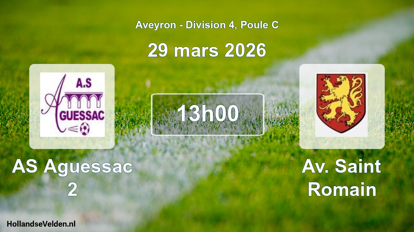Match programmé: AS Aguessac 2 - Av. Saint Romain (29 mars 2026)