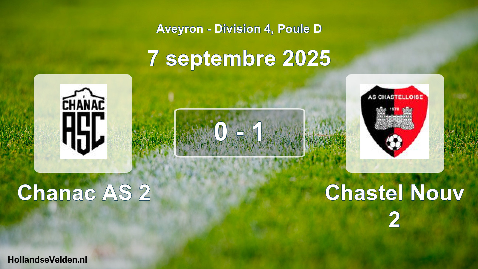 Match joué: Chanac AS 2 - Chastel Nouv 2 0 - 1 (7 septembre 2025)