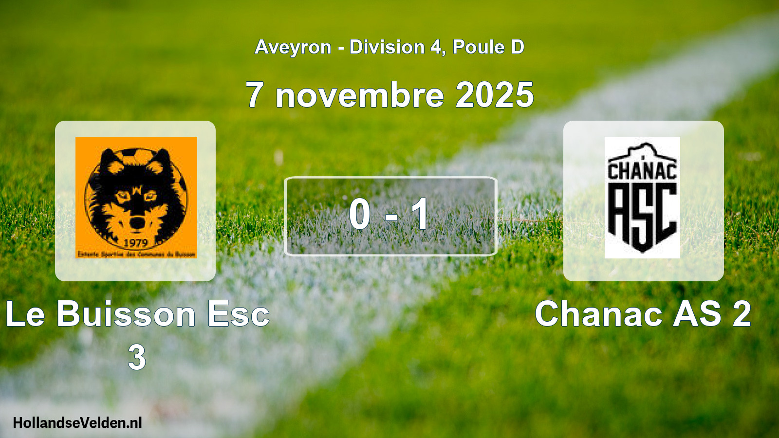 Gespeelde wedstrijd: Le Buisson Esc 3 - Chanac AS 2 0 - 1 (7 november 2025)