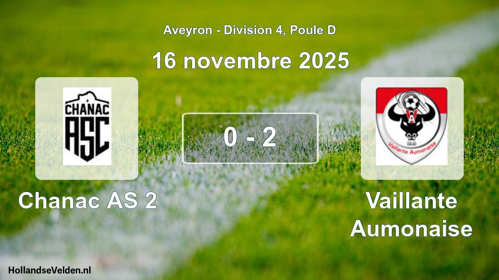 Match joué: Chanac AS 2 - Vaillante Aumonaise 0 - 2 (16 novembre 2025)