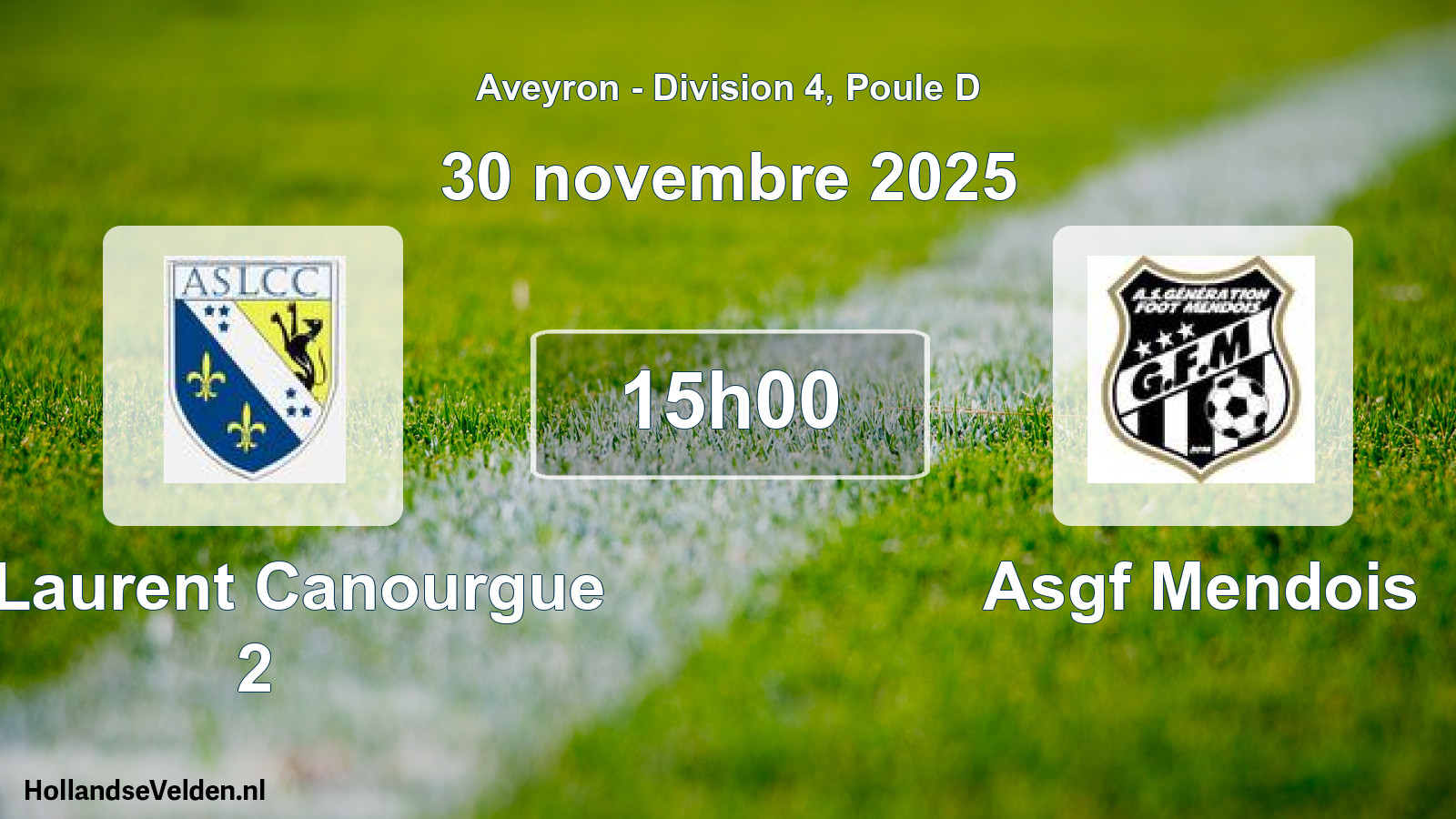 Match programmé: St Laurent Canourgue 2 - Asgf Mendois (30 novembre 2025)