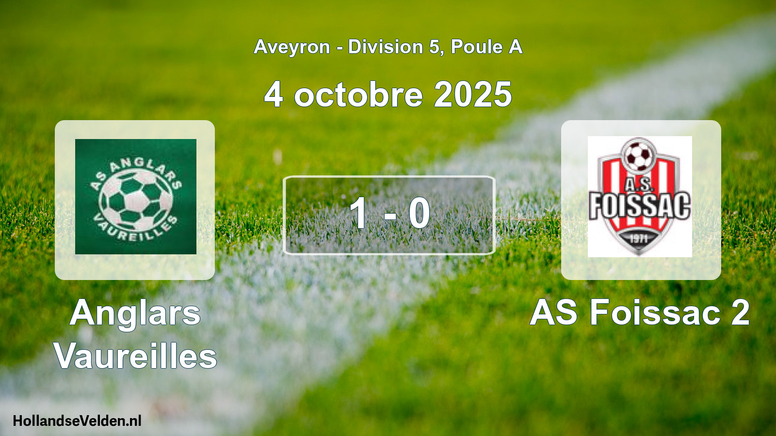 Match joué: Anglars Vaureilles - AS Foissac 2 1 - 0 (4 octobre 2025)
