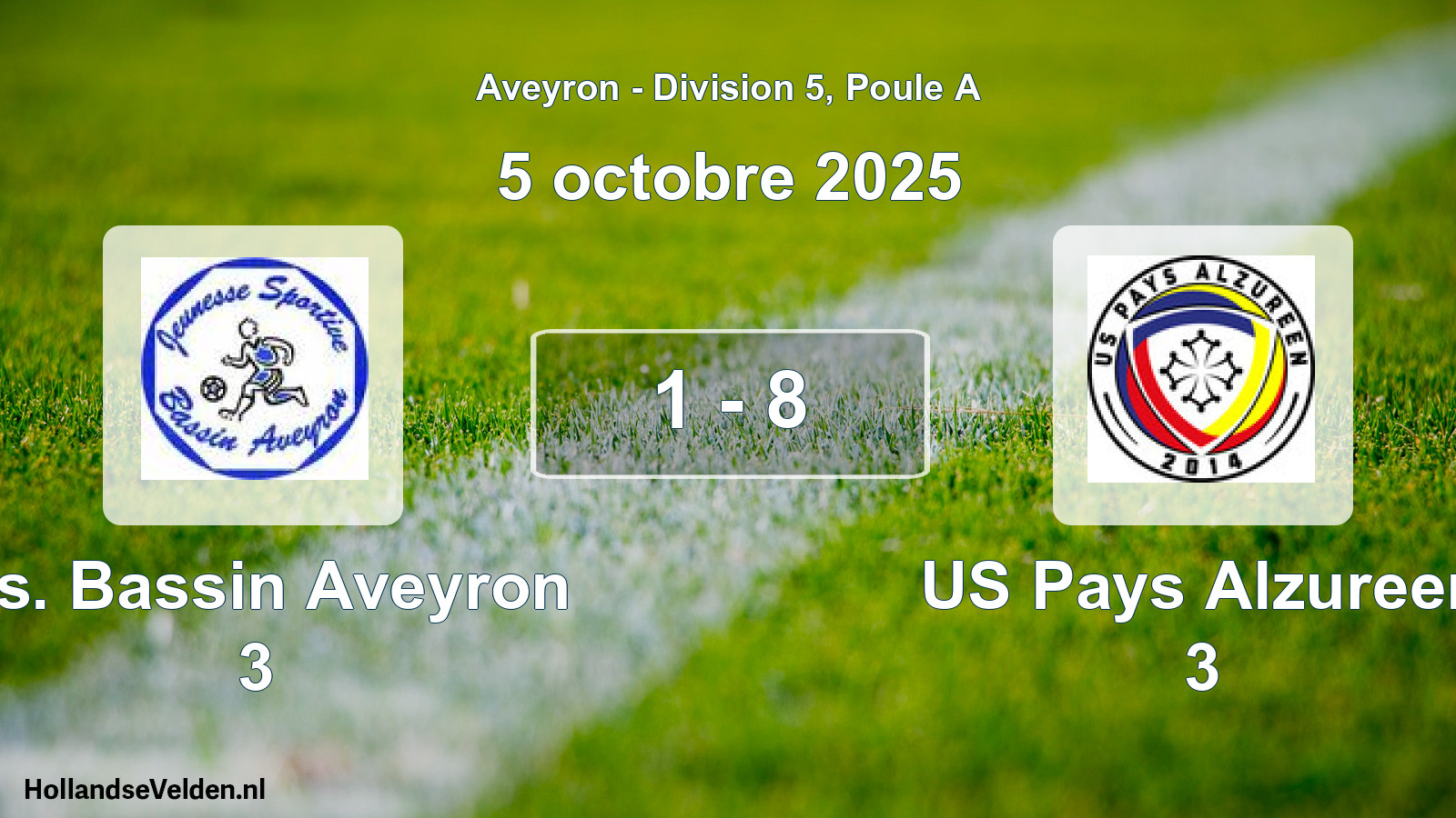Gespeelde wedstrijd: J.s. Bassin Aveyron 3 - US Pays Alzureen 3 1 - 8 (5 oktober 2025)