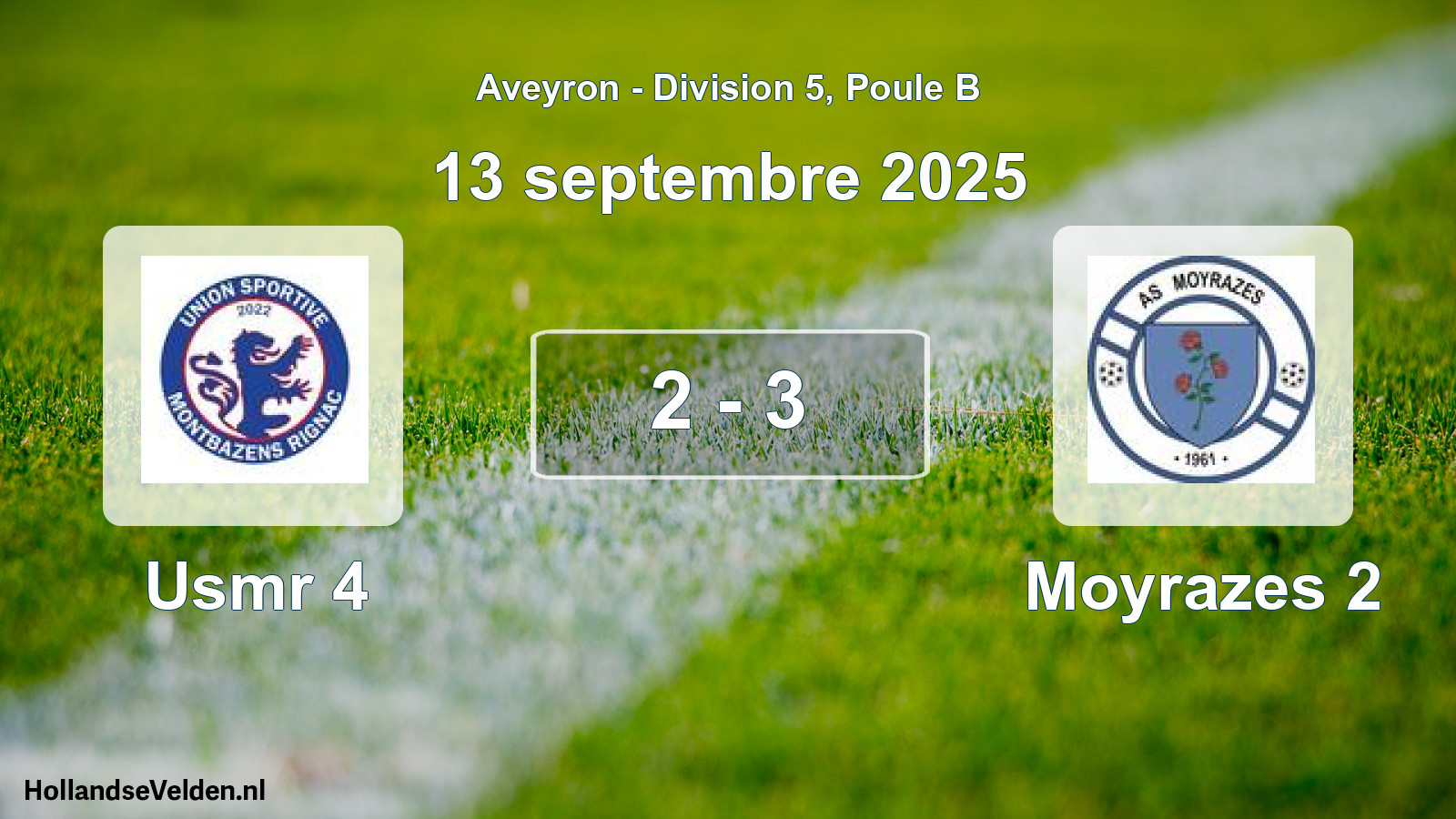 Total number of matches played: Usmr 4 - Moyrazes 2 2 - 3 (13 September 2025)