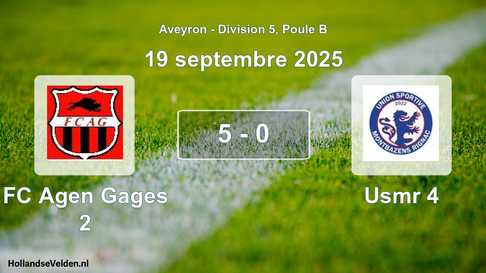 Gespeelde wedstrijd: FC Agen Gages 2 - Usmr 4 5 - 0 (19 september 2025)