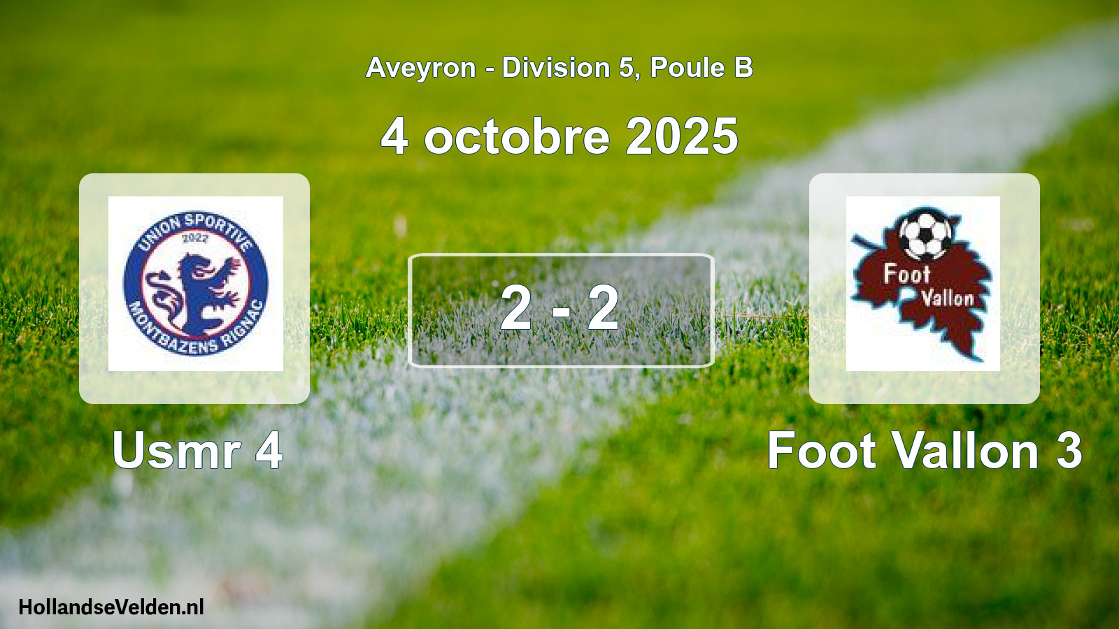 Match joué: Usmr 4 - Foot Vallon 3 2 - 2 (4 octobre 2025)