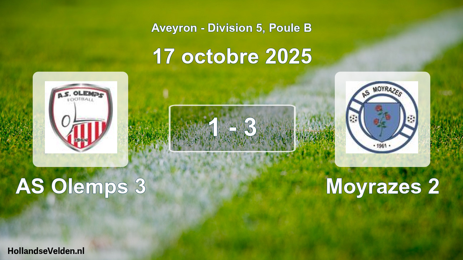 Match joué: AS Olemps 3 - Moyrazes 2 1 - 3 (17 octobre 2025)