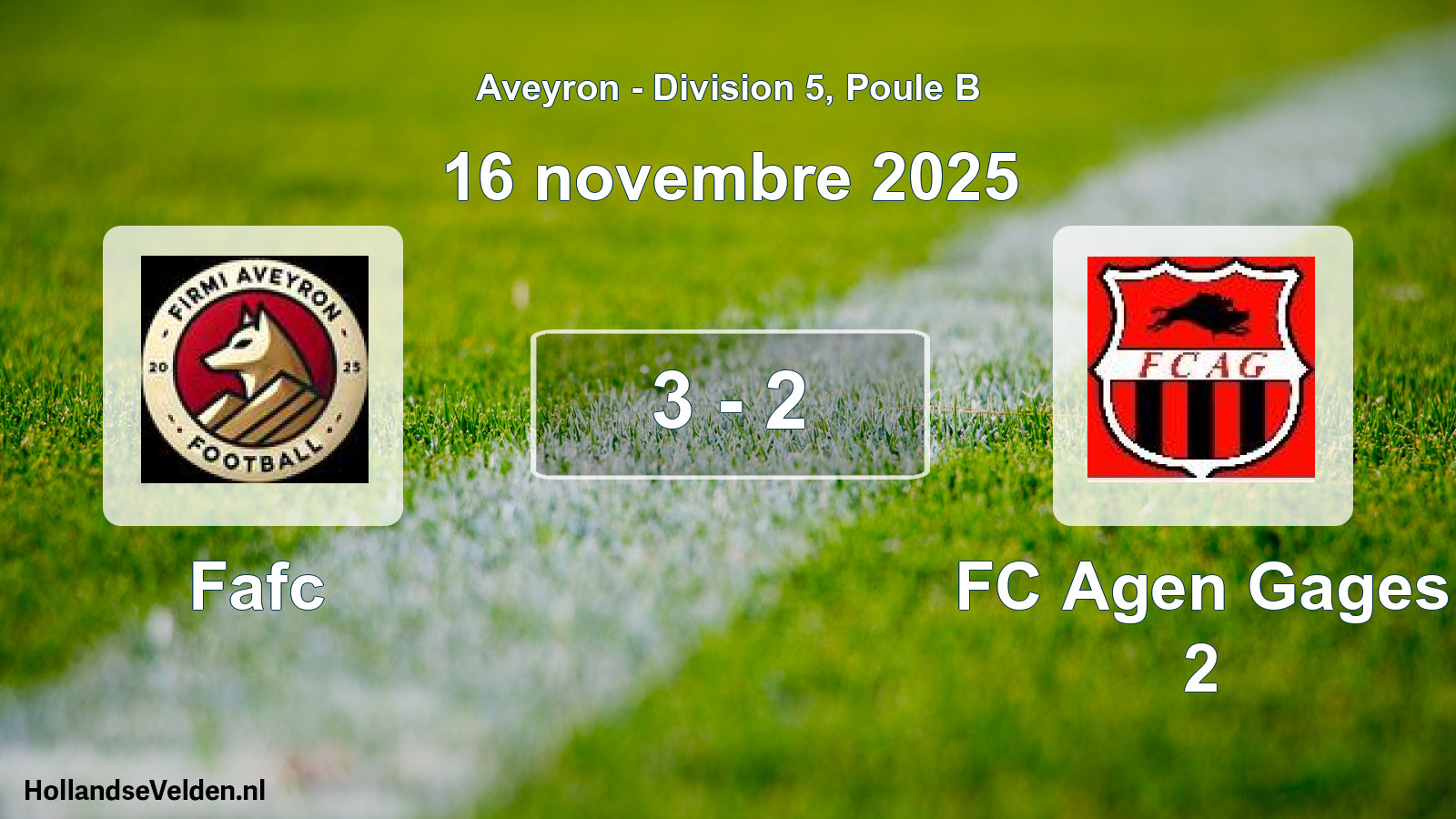 Gespeelde wedstrijd: Fafc - FC Agen Gages 2 3 - 2 (16 november 2025)