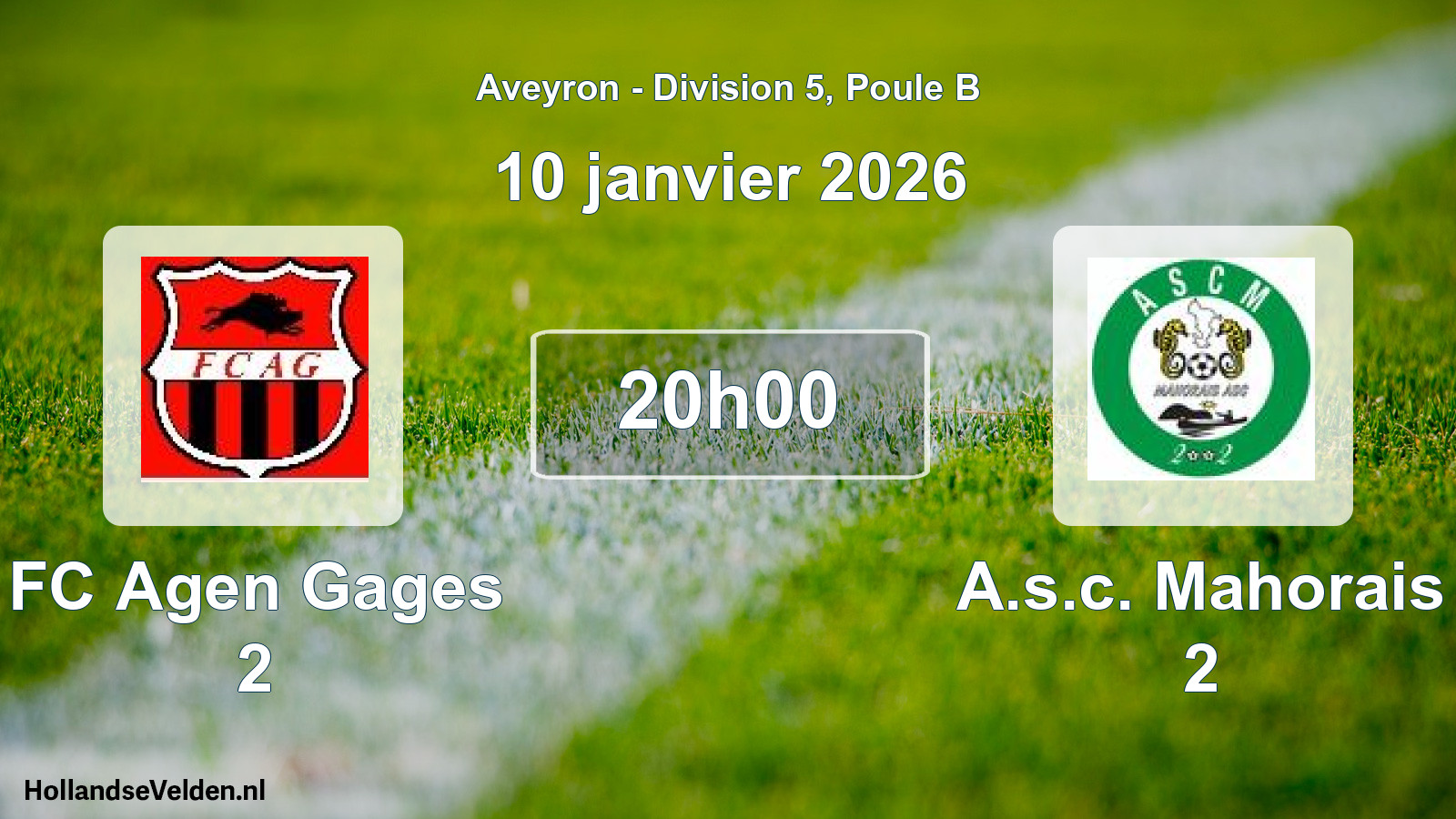 Match programmé: FC Agen Gages 2 - A.s.c. Mahorais 2 (10 janvier 2026)