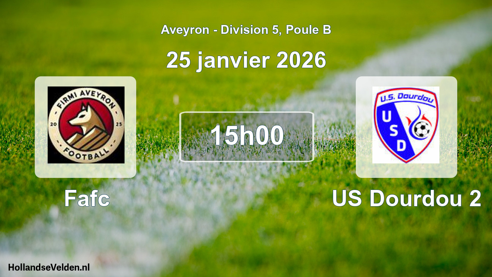 Match programmé: Fafc - US Dourdou 2 (25 janvier 2026)