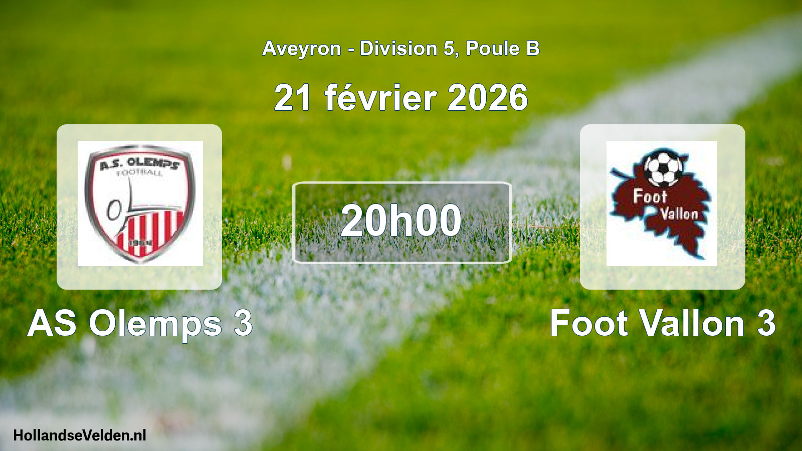 Scheduled Match: AS Olemps 3 - Foot Vallon 3 (21 February 2026)