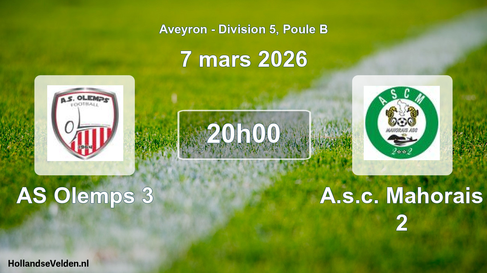 Match programmé: AS Olemps 3 - A.s.c. Mahorais 2 (7 mars 2026)