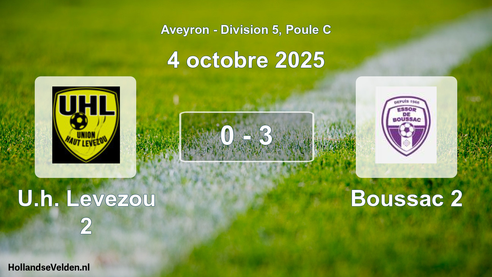 Gespeelde wedstrijd: U.h. Levezou 2 - Boussac 2 0 - 3 (4 oktober 2025)