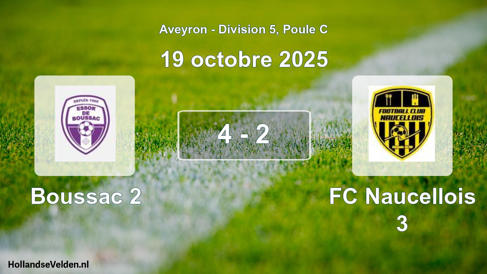 Match joué: Boussac 2 - FC Naucellois 3 4 - 2 (19 octobre 2025)