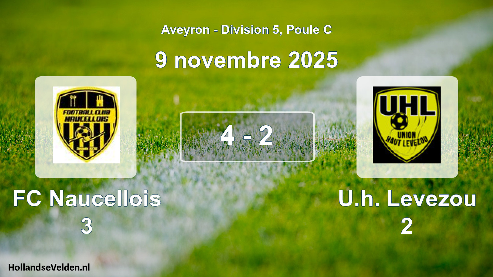 Match joué: FC Naucellois 3 - U.h. Levezou 2 4 - 2 (9 novembre 2025)
