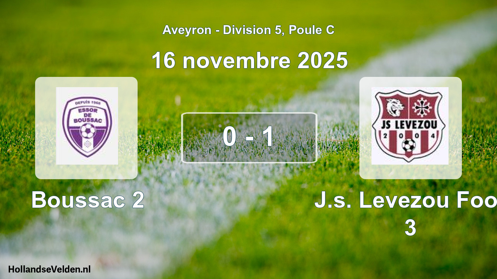 Gespeelde wedstrijd: Boussac 2 - J.s. Levezou Foot 3 0 - 1 (16 november 2025)