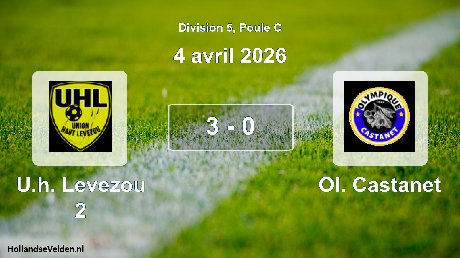 Gespeelde wedstrijd: U.h. Levezou 2 - Ol. Castanet 3 - 0 (4 april 2026)
