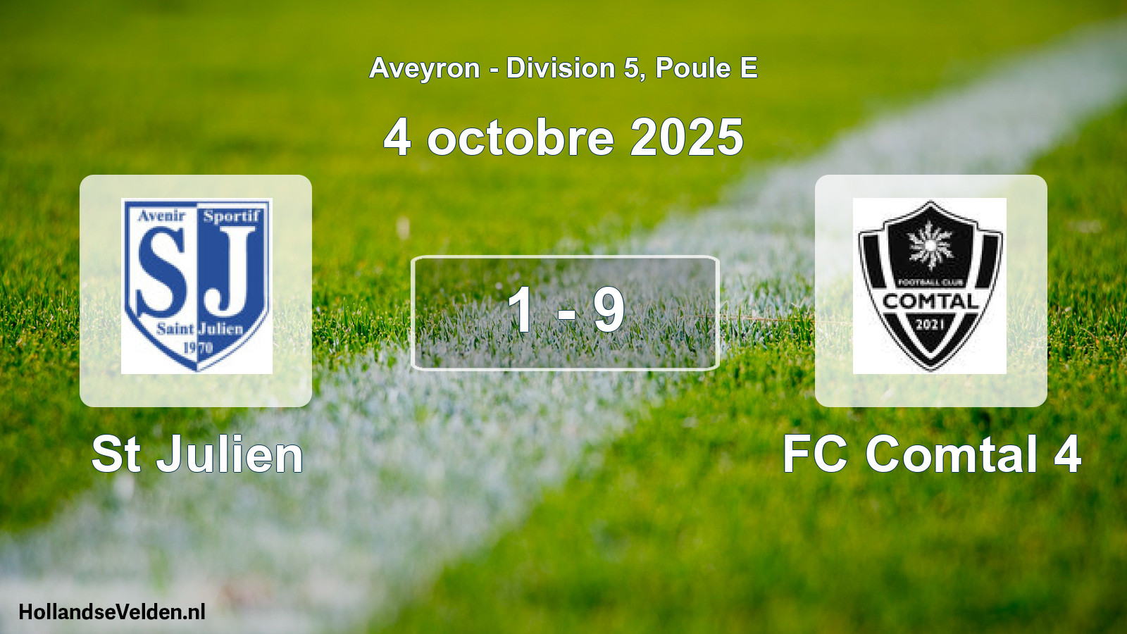 Match joué: St Julien - FC Comtal 4 1 - 9 (4 octobre 2025)