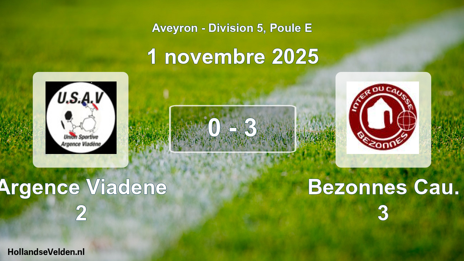 Gespeelde wedstrijd: Argence Viadene 2 - Bezonnes Cau. 3 0 - 3 (1 november 2025)