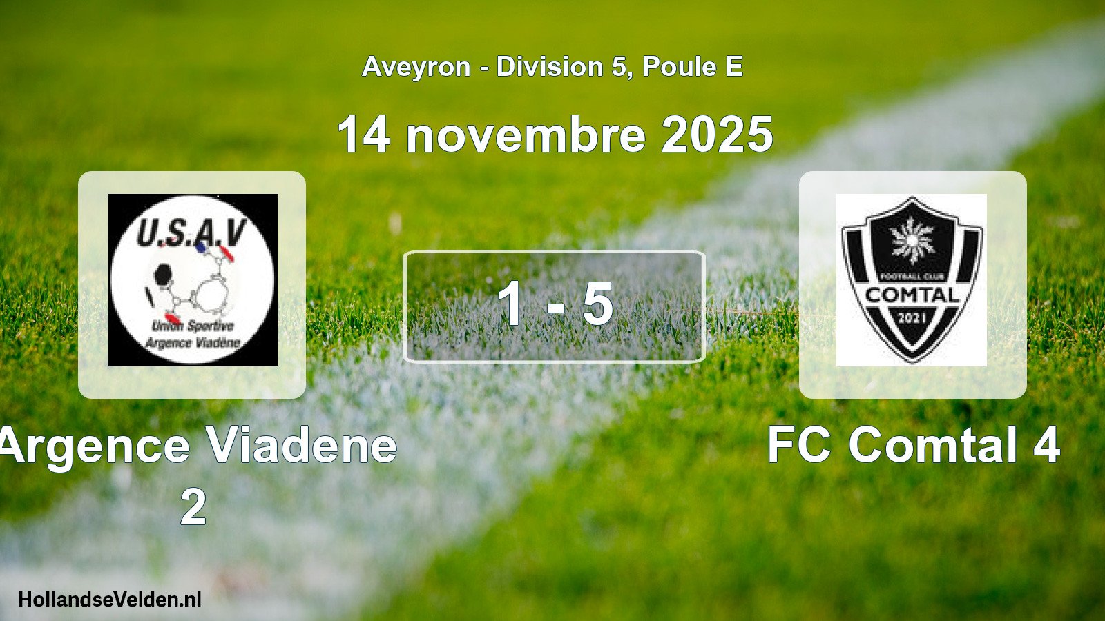 Match joué: Argence Viadene 2 - FC Comtal 4 1 - 5 (14 novembre 2025)
