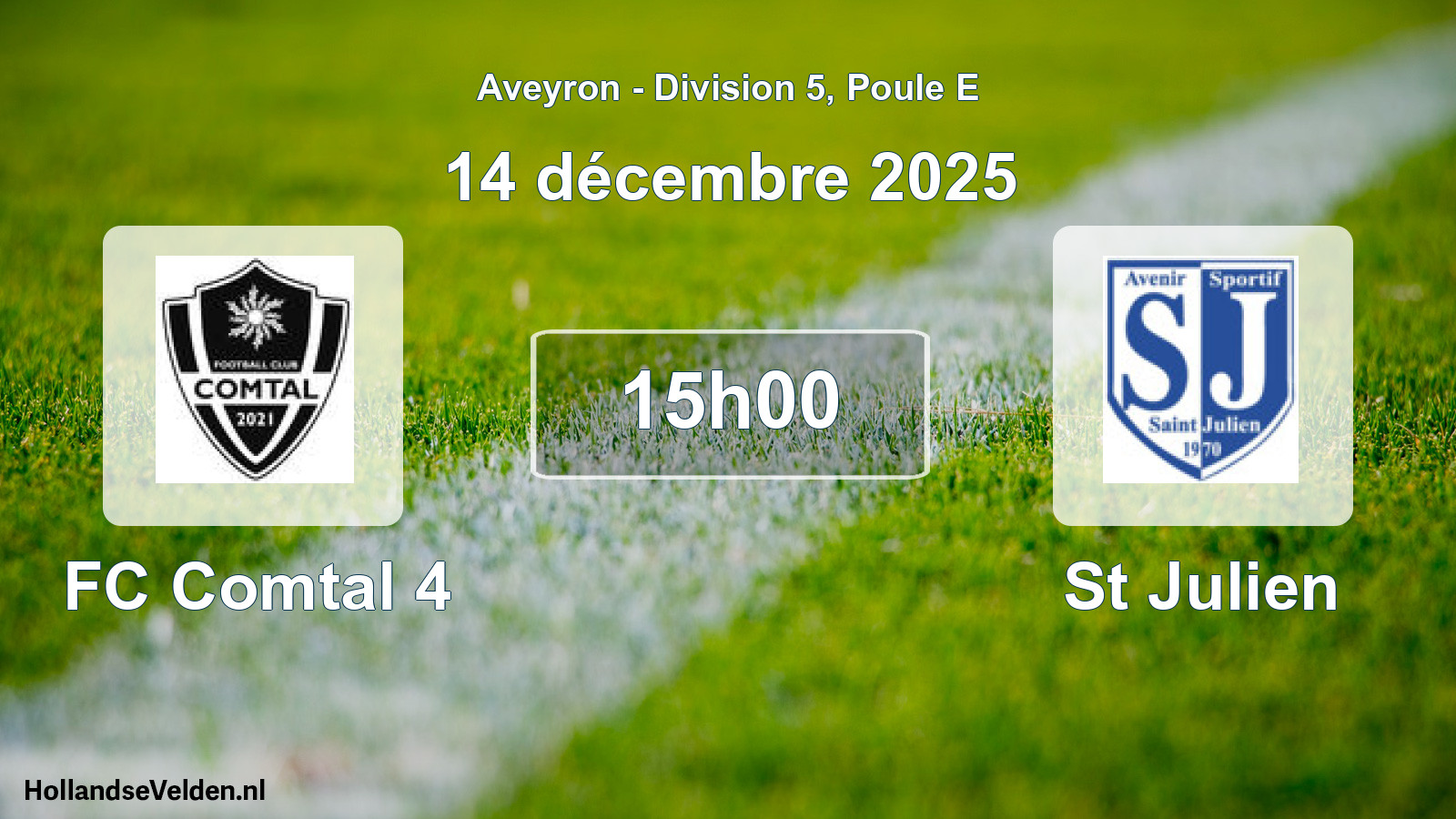 Match programmé: FC Comtal 4 - St Julien (14 décembre 2025)