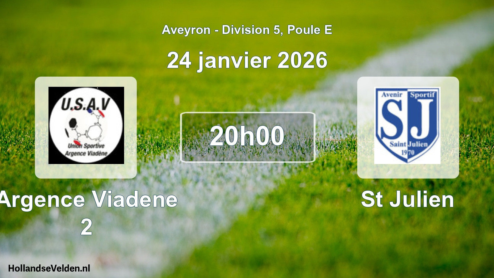 Match programmé: Argence Viadene 2 - St Julien (24 janvier 2026)