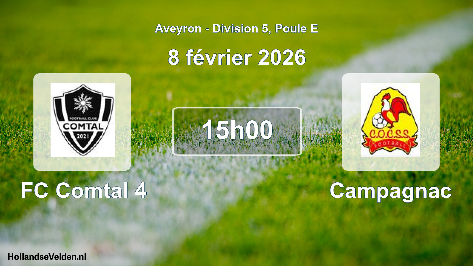 Match programmé: FC Comtal 4 - Campagnac (8 février 2026)