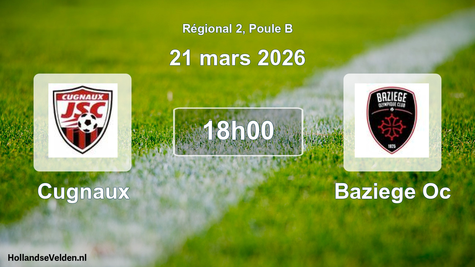 Geplande wedstrijd: Cugnaux - Baziege Oc (21 mars 2026)