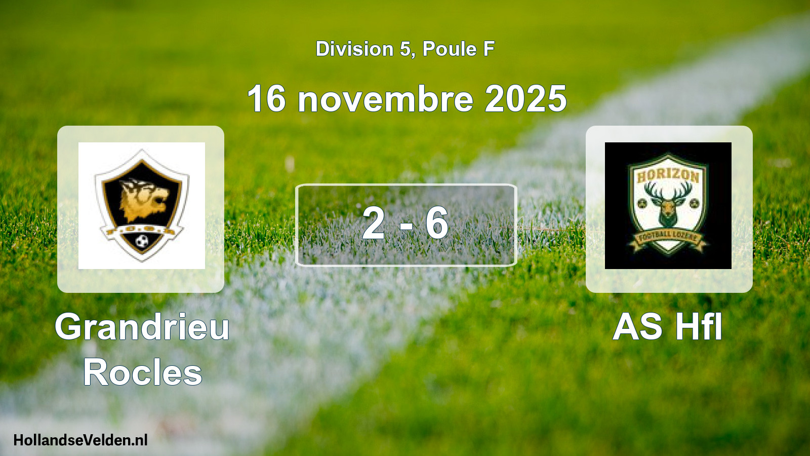 Match joué: Grandrieu Rocles - AS Hfl 2 - 6 (16 novembre 2025)