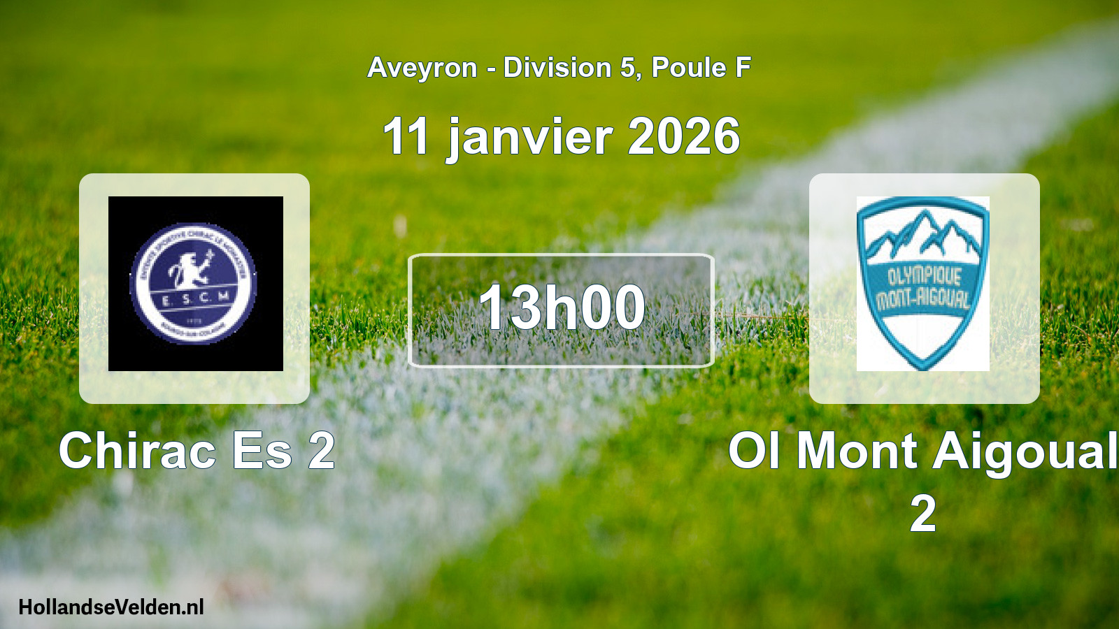Match programmé: Chirac Es 2 - Ol Mont Aigoual 2 (11 janvier 2026)