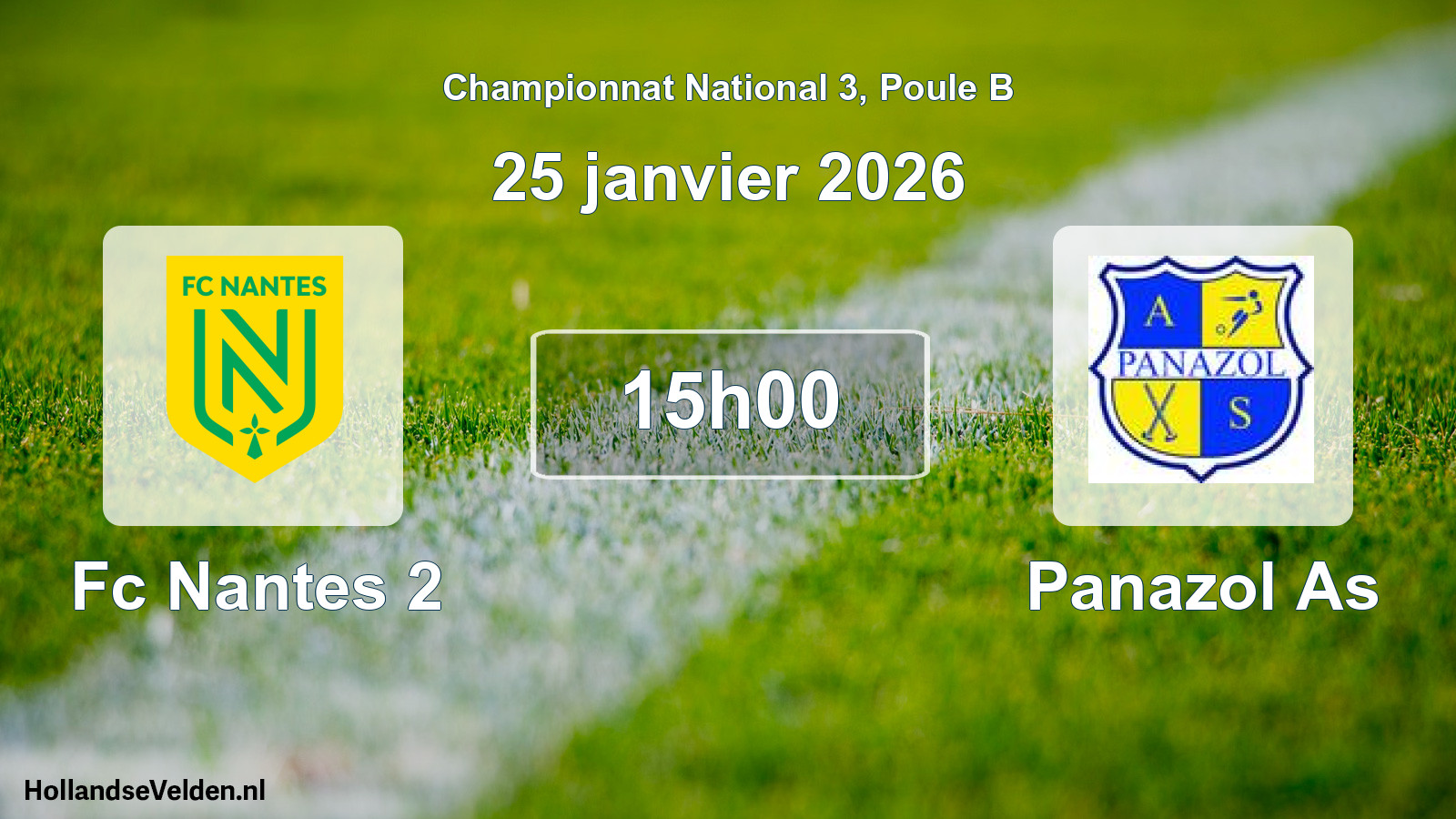 Geplande wedstrijd: Fc Nantes 2 - Panazol As (25 janvier 2026)