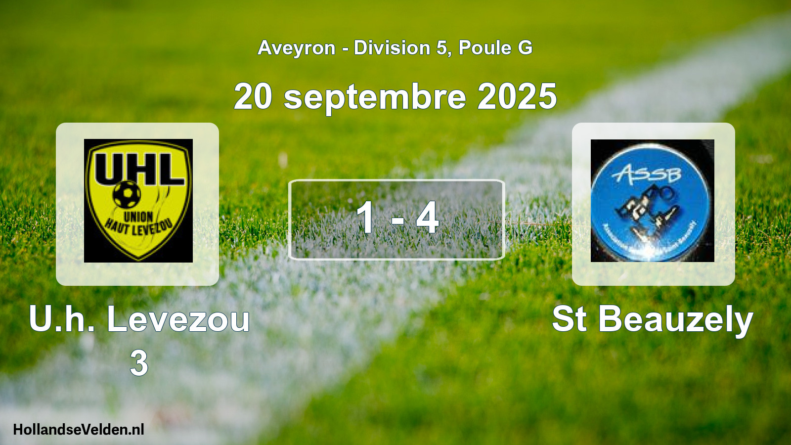 Match joué: U.h. Levezou 3 - St Beauzely 1 - 4 (20 septembre 2025)