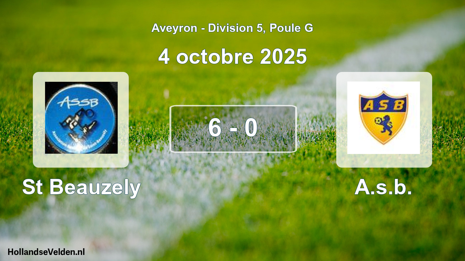 Match joué: St Beauzely - A.s.b. 6 - 0 (4 octobre 2025)