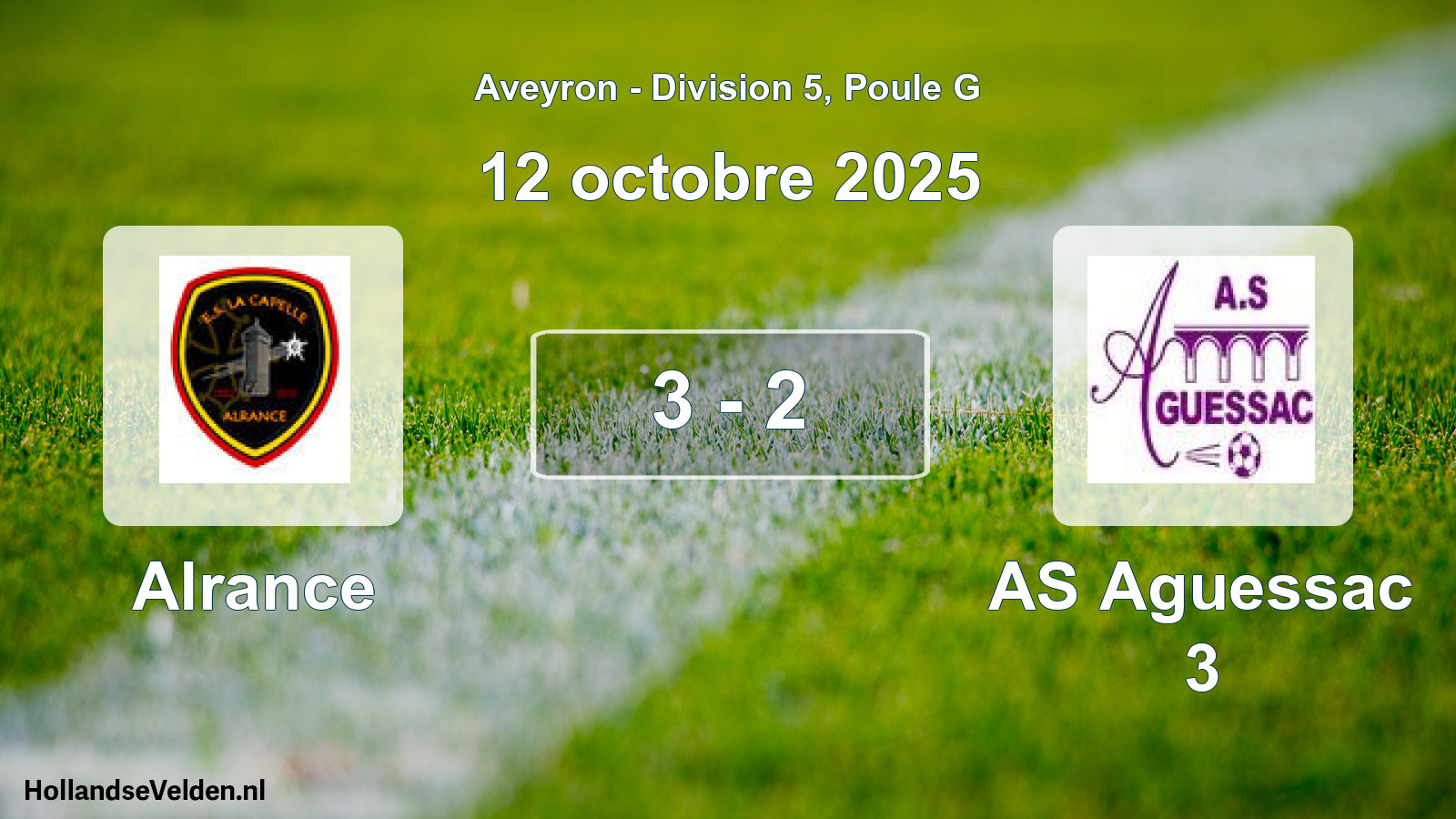 Match joué: Alrance - AS Aguessac 3 3 - 2 (12 octobre 2025)