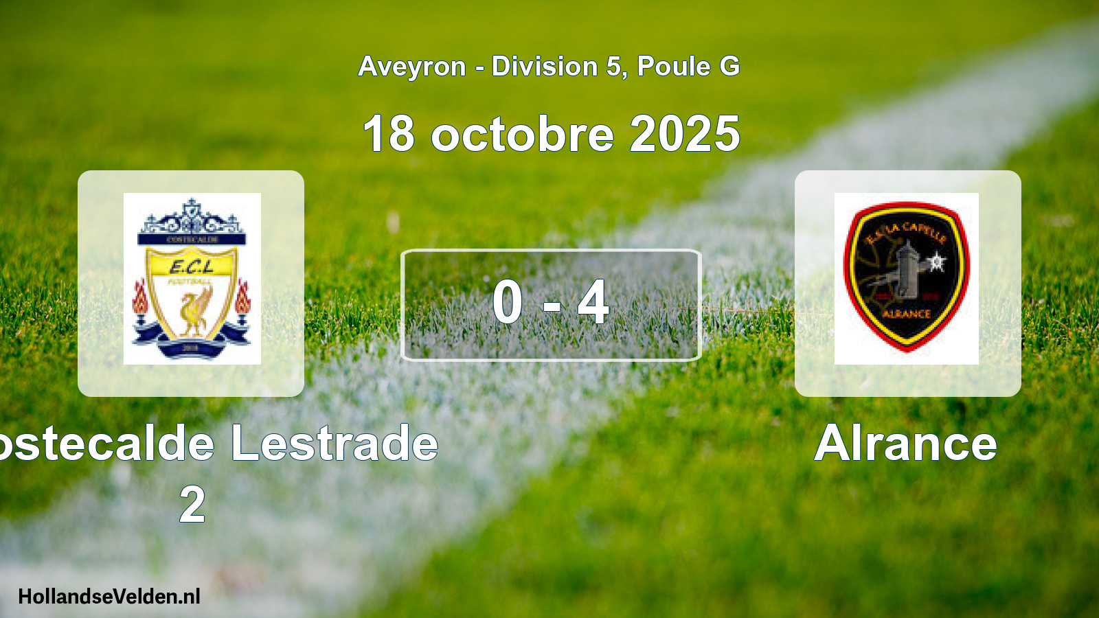 Gespeelde wedstrijd: Costecalde Lestrade 2 - Alrance 0 - 4 (18 oktober 2025)