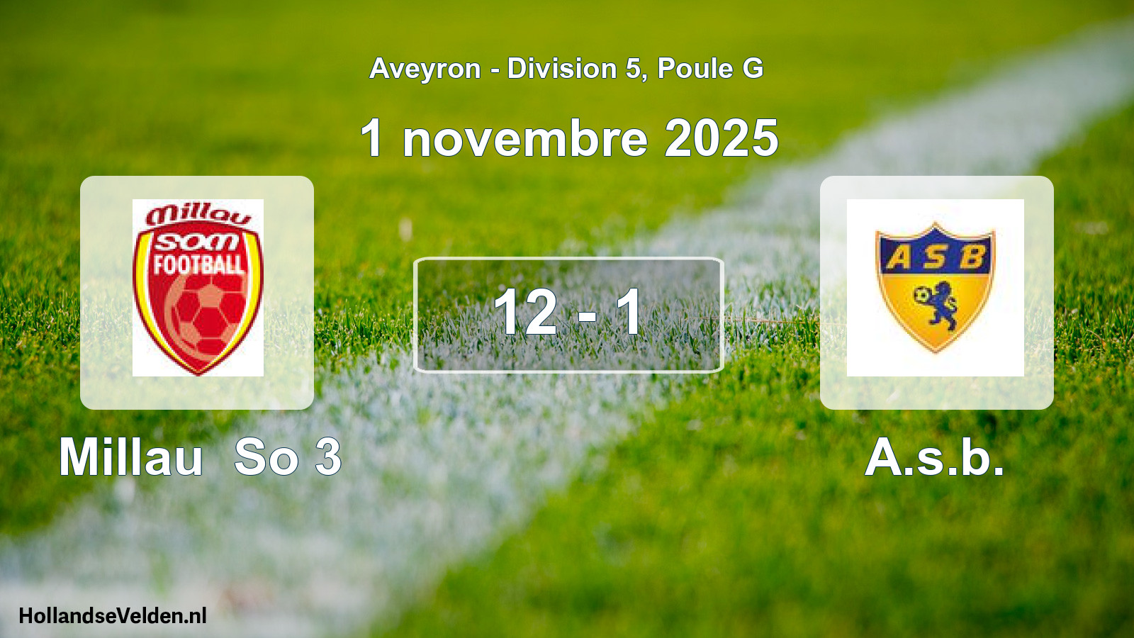 Match joué: Millau So 3 - A.s.b. 12 - 1 (1 novembre 2025)