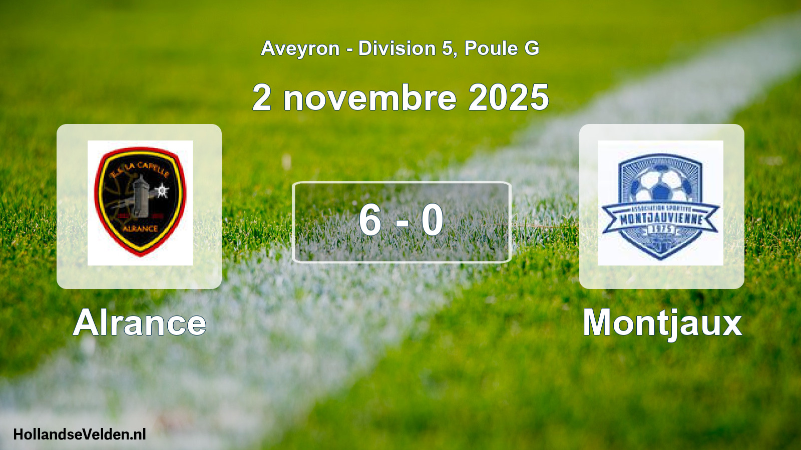 Match joué: Alrance - Montjaux 6 - 0 (2 novembre 2025)