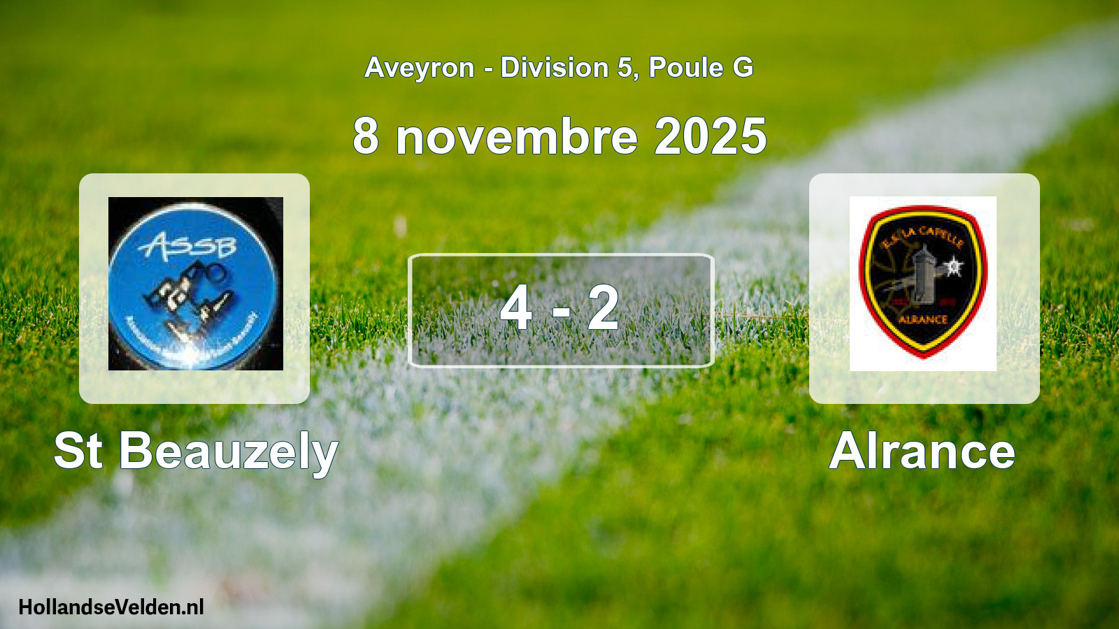Match joué: St Beauzely - Alrance 4 - 2 (8 novembre 2025)