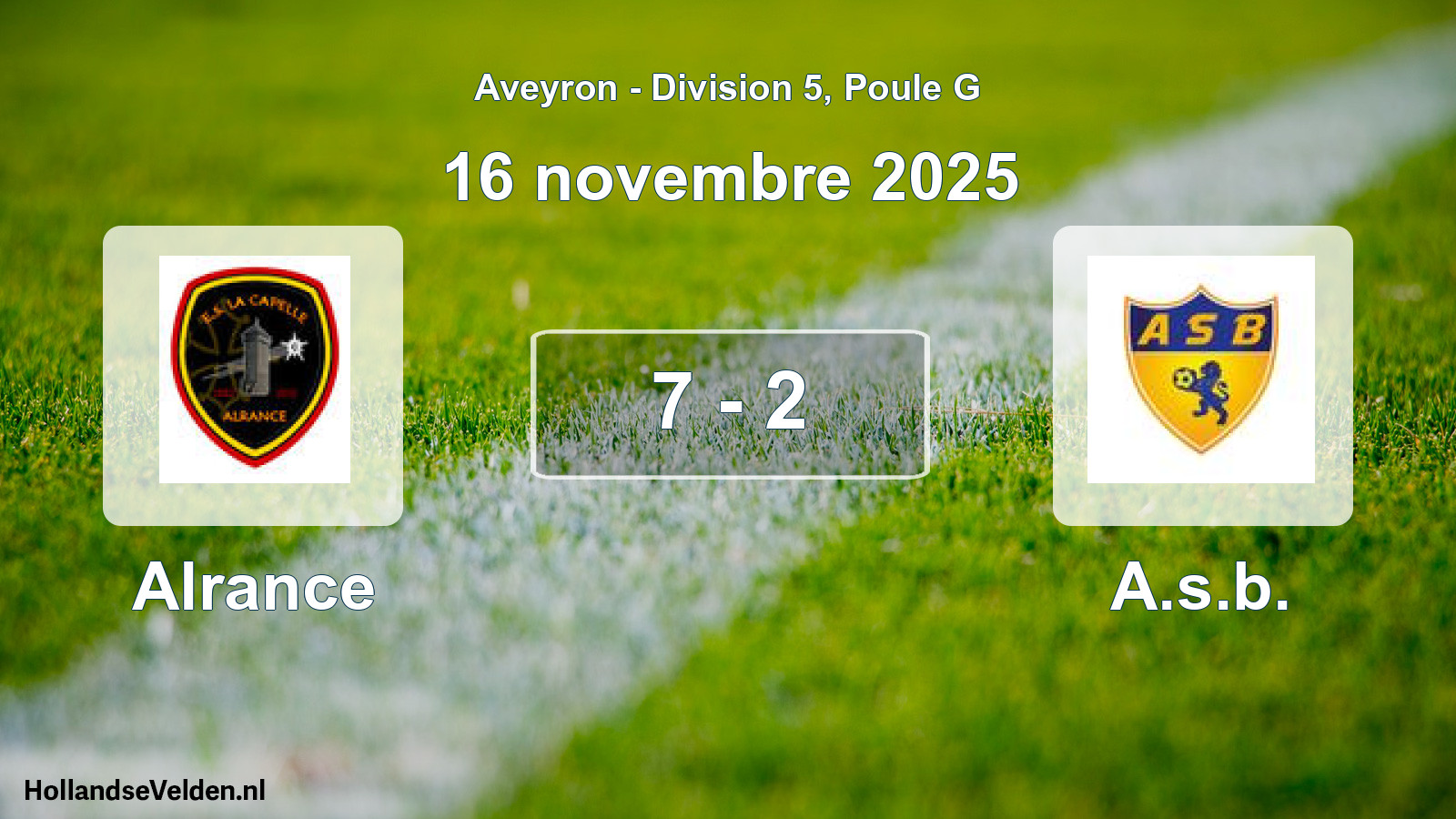 Match joué: Alrance - A.s.b. 7 - 2 (16 novembre 2025)