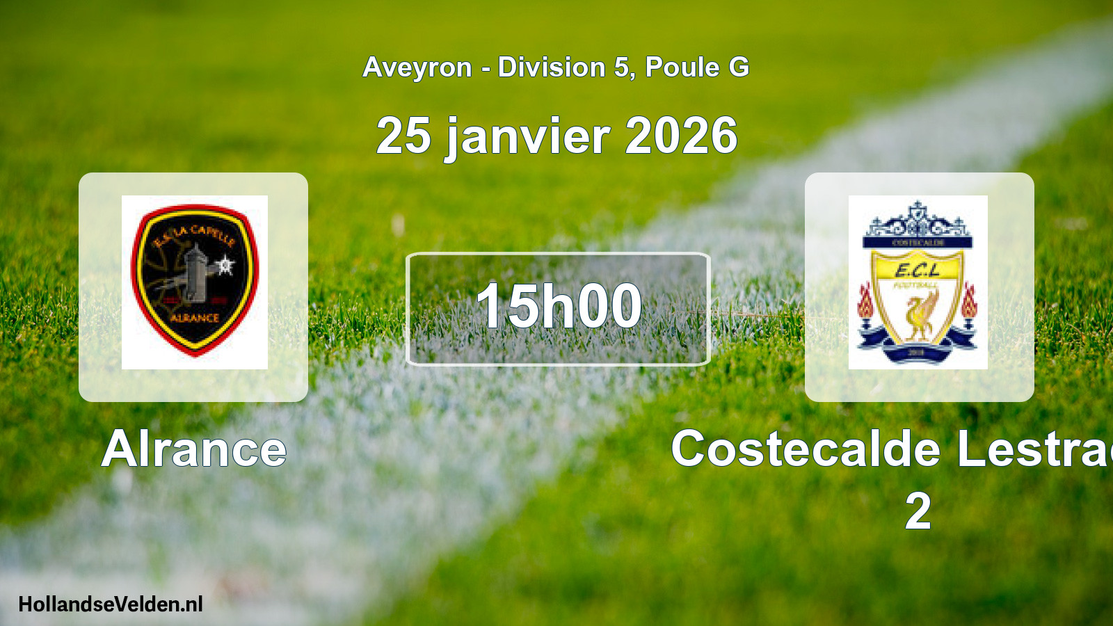 Geplande wedstrijd: Alrance - Costecalde Lestrade 2 (25 januari 2026)