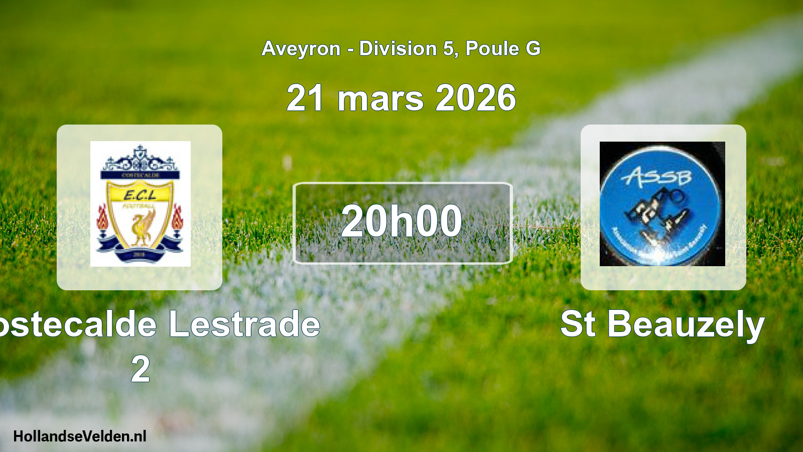 Match programmé: Costecalde Lestrade 2 - St Beauzely (21 mars 2026)