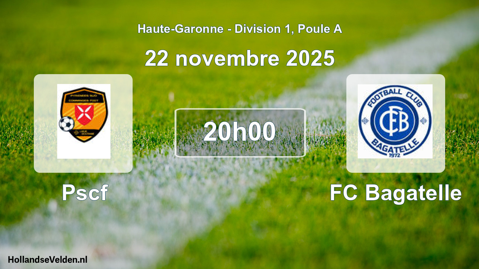 Geplande wedstrijd: Pscf - FC Bagatelle (22 november 2025)