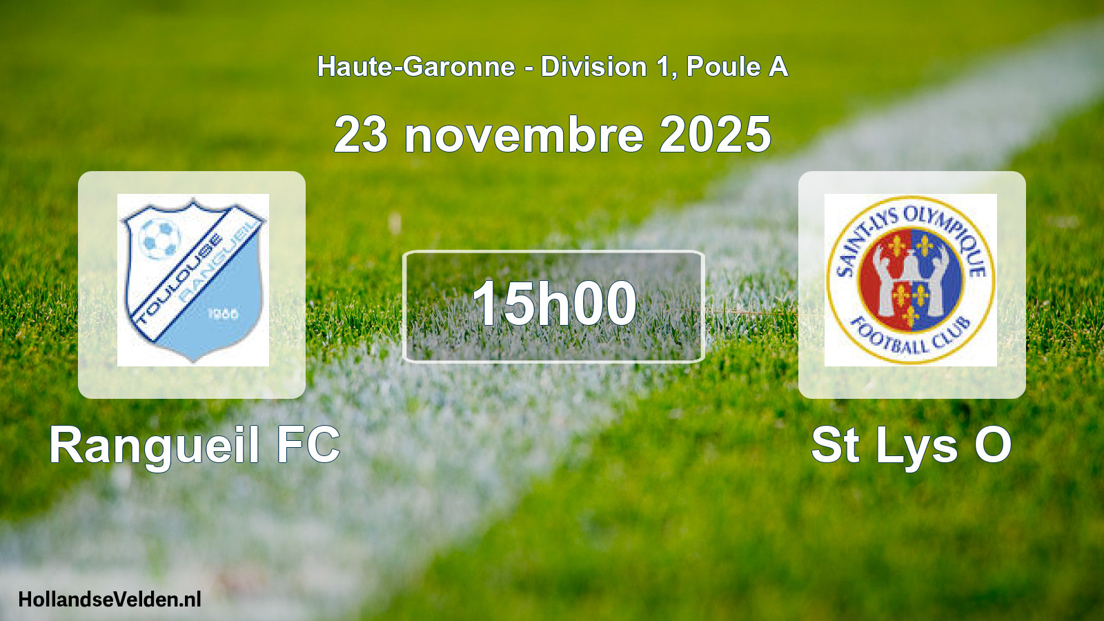 Match programmé: Rangueil FC - St Lys O (23 novembre 2025)