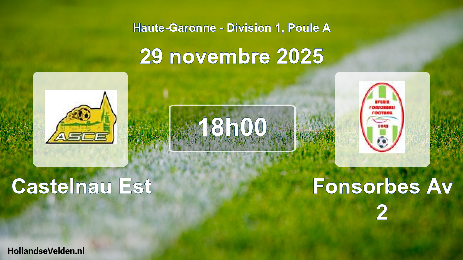 Geplande wedstrijd: Castelnau Est - Fonsorbes Av 2 (29 november 2025)