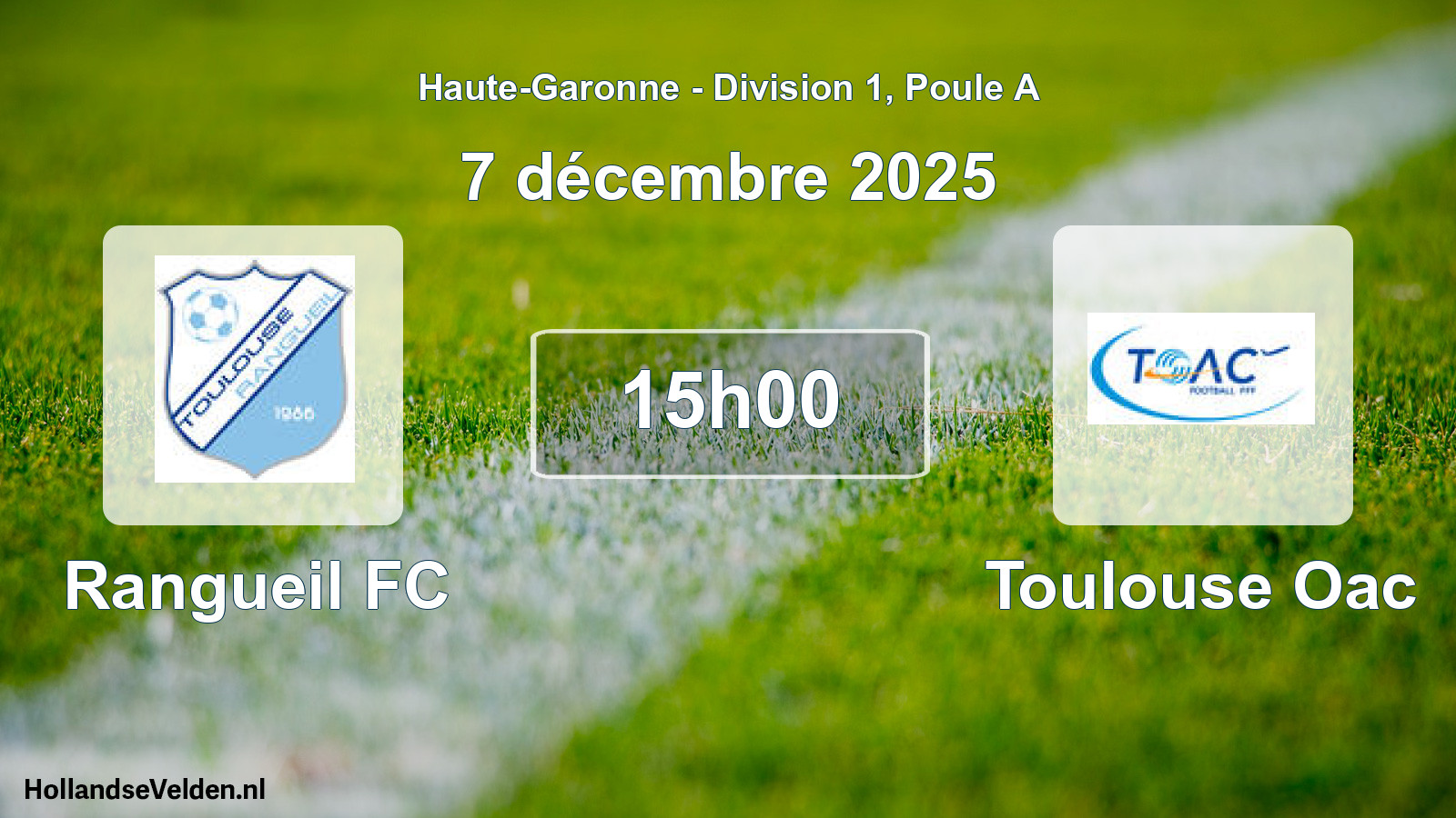 Geplande wedstrijd: Rangueil FC - Toulouse Oac (7 december 2025)