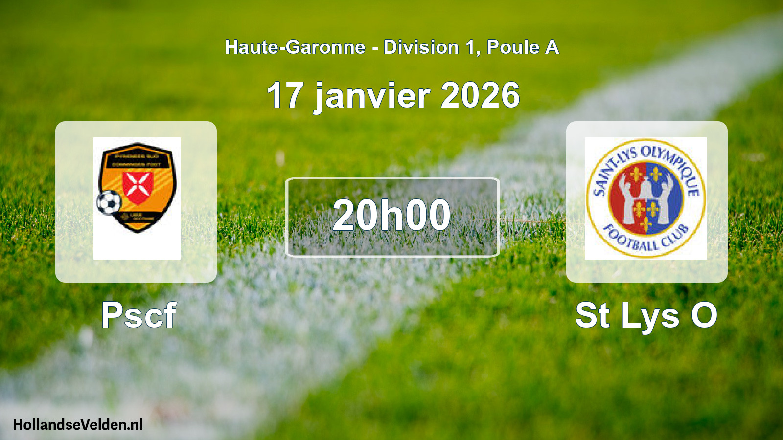 Match programmé: Pscf - St Lys O (17 janvier 2026)