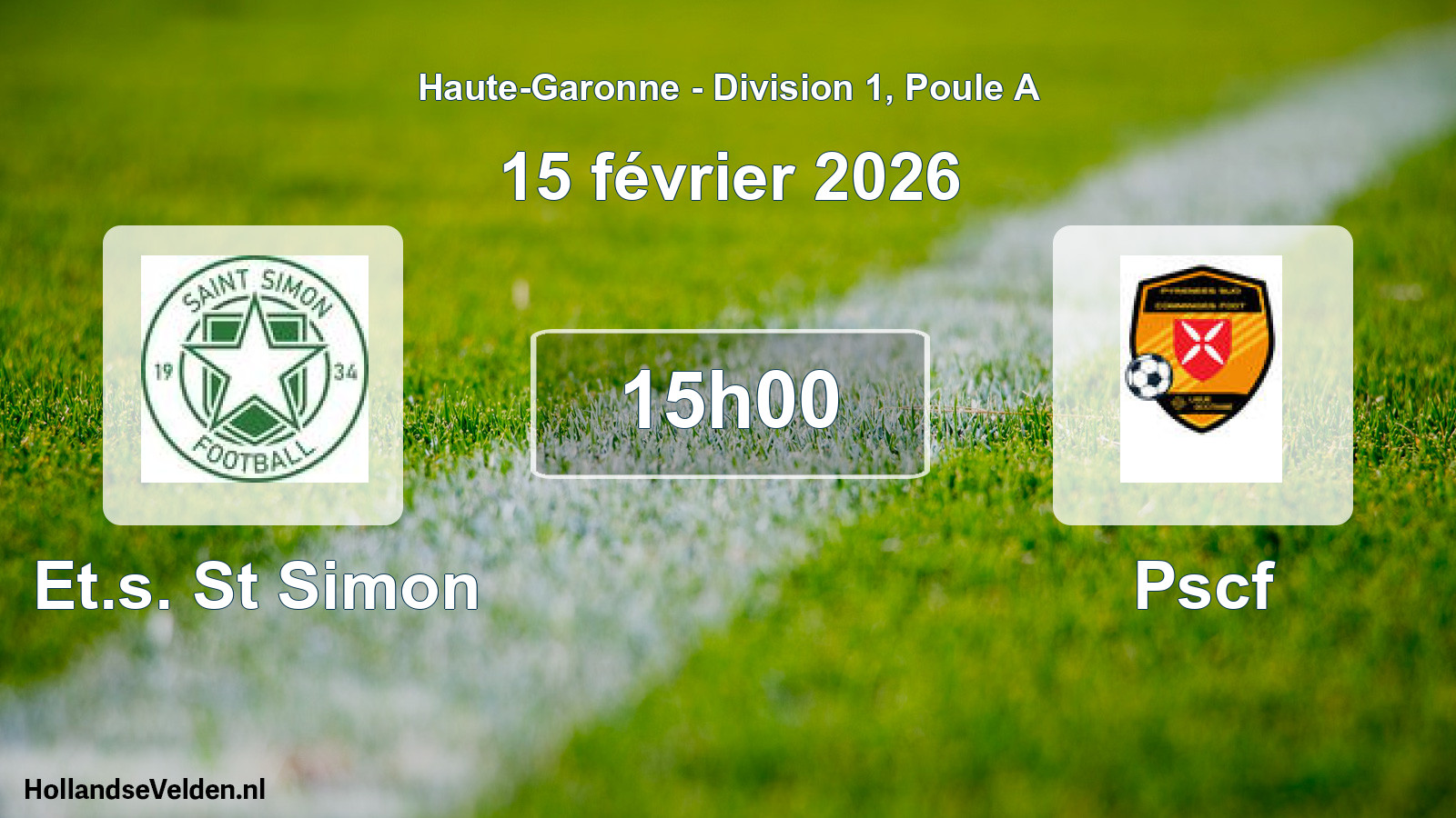 Geplande wedstrijd: Et.s. St Simon - Pscf (15 februari 2026)