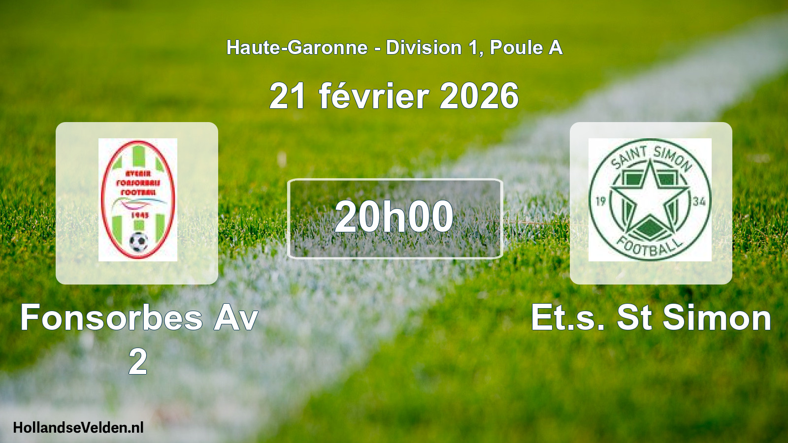 Match programmé: Fonsorbes Av 2 - Et.s. St Simon (21 février 2026)